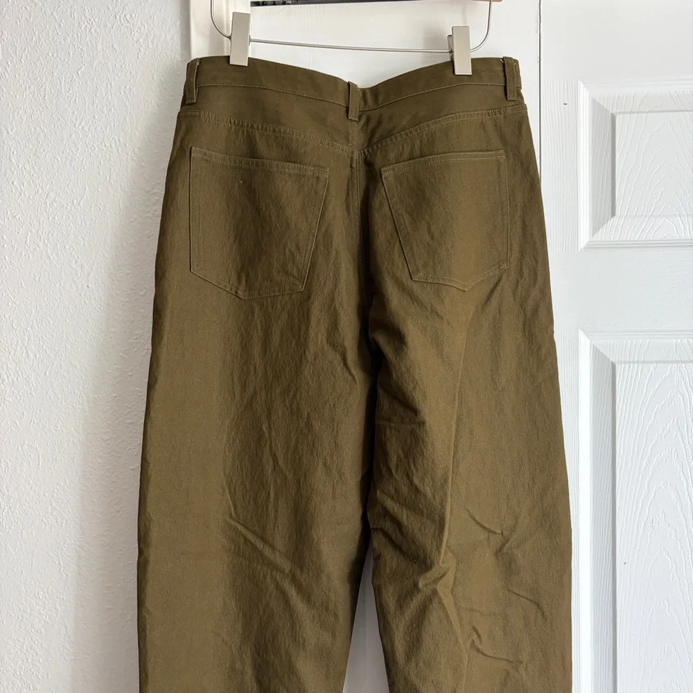 COS | Tapered Leg High Rise Chino Pants Trousers Textured Green Size 12 - Picture 6 of 9